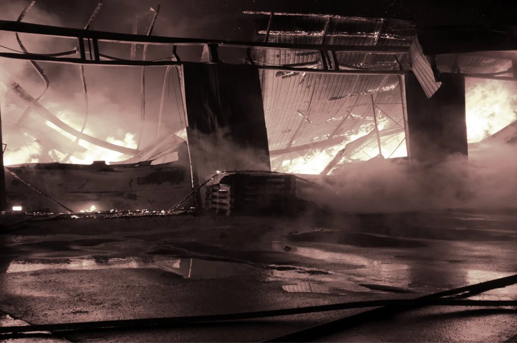 Fire damage inside the Ford Tier 1 supplier facility